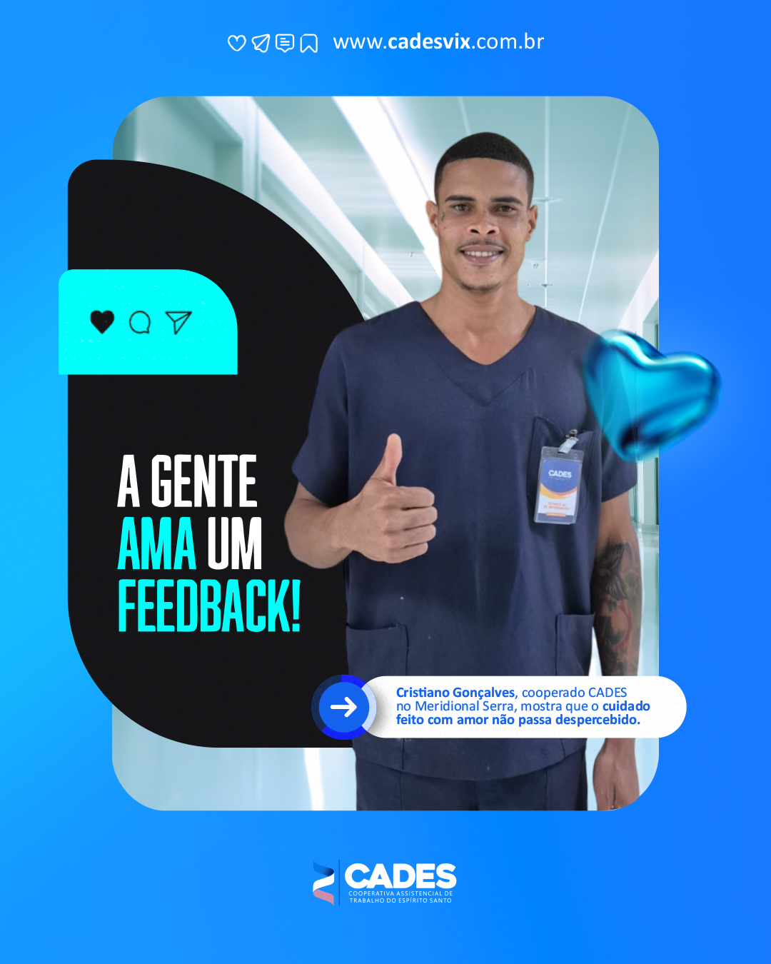 Cooperado CADES se destaca em plantão no Meridional Serra